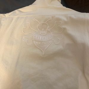 Cream color more like Nude Dior Zip Up Sweater